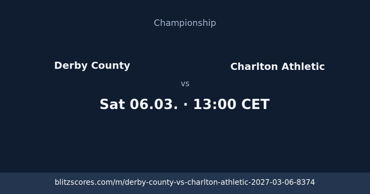 Derby County vs Charlton Athletic score card