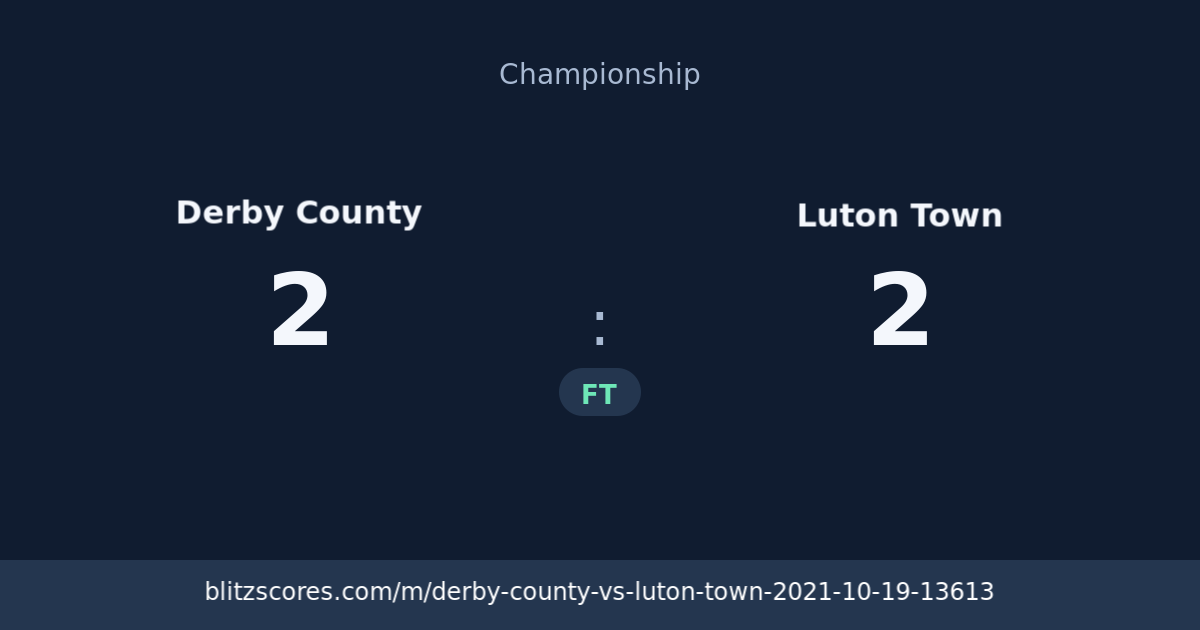 Derby County vs Luton Town score card