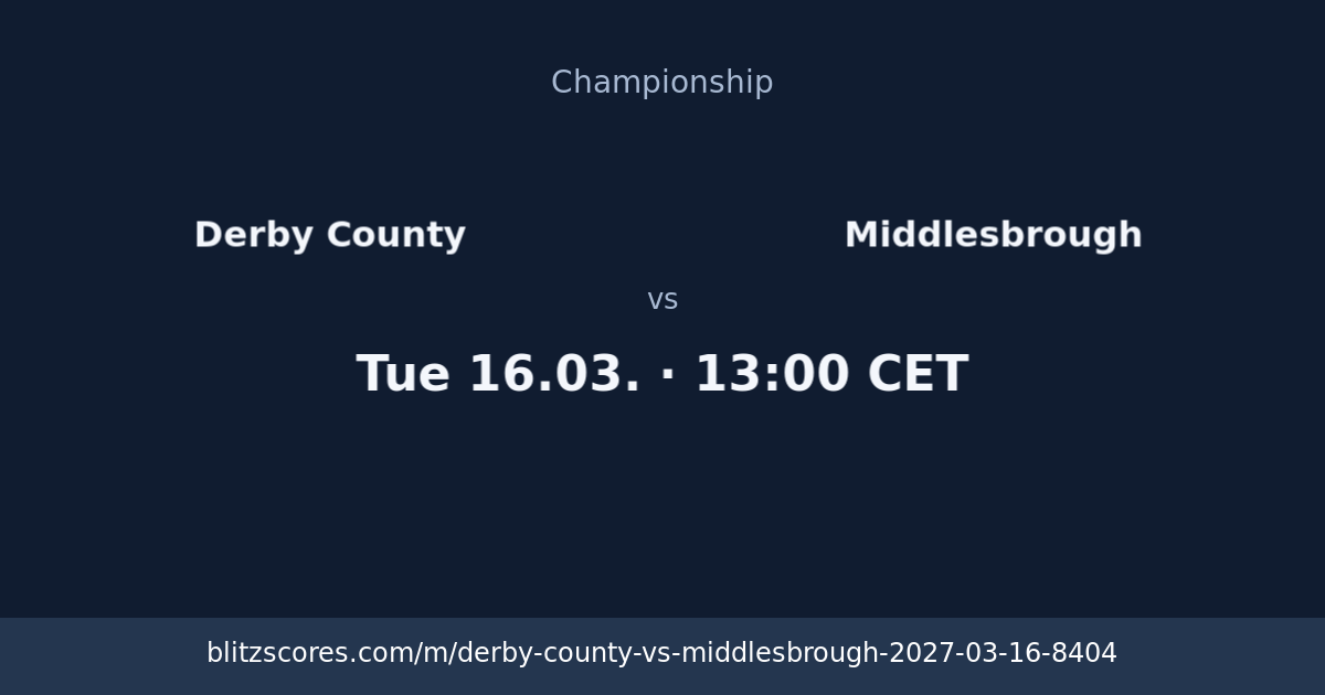 Derby County vs Middlesbrough score card