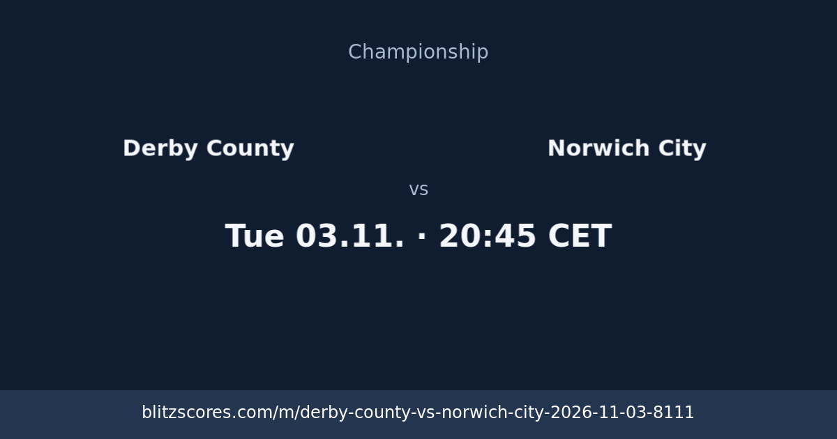 Derby County vs Norwich City score card