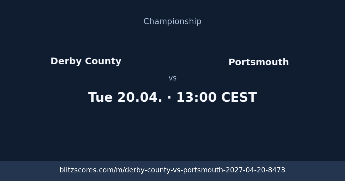 Derby County vs Portsmouth score card