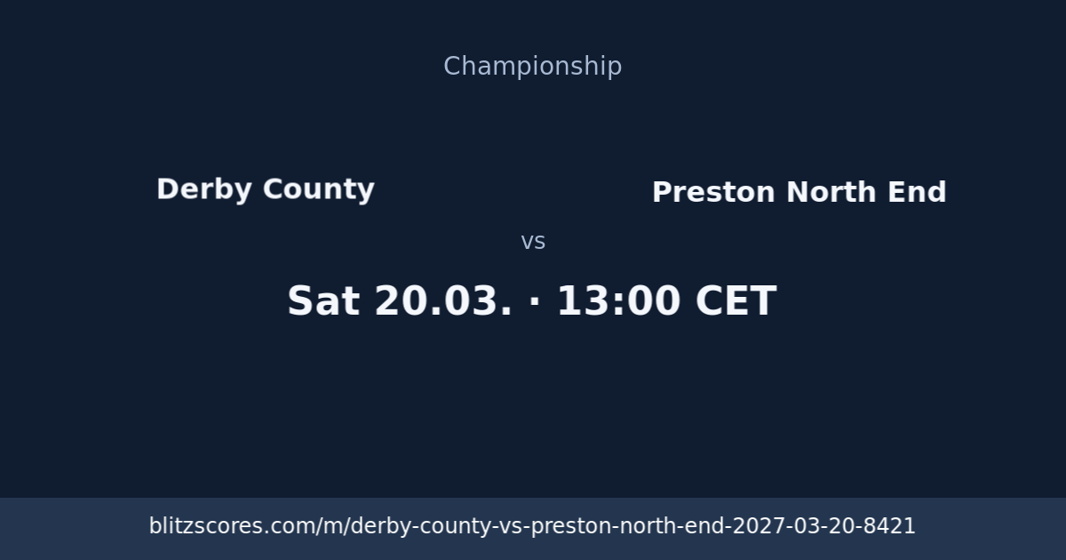 Derby County vs Preston North End score card