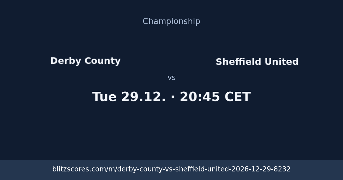 Derby County vs Sheffield United score card