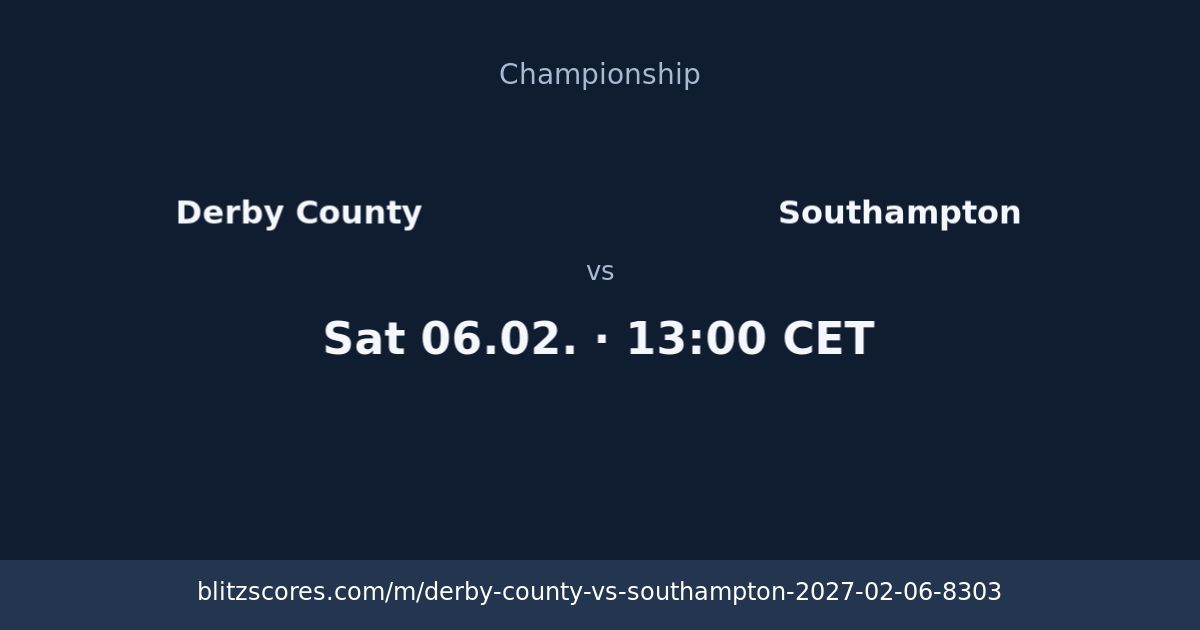 Derby County vs Southampton score card