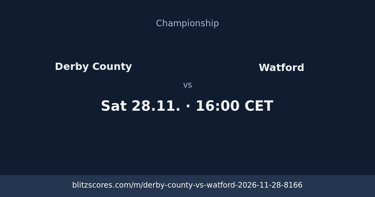 Derby County vs Watford score card