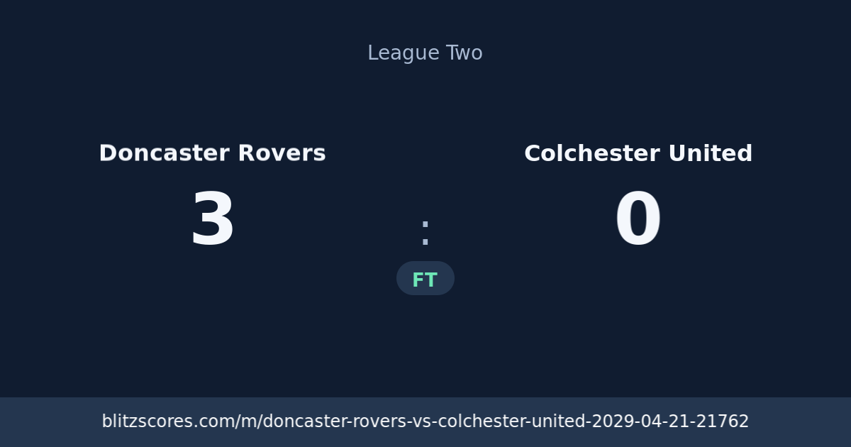 Doncaster Rovers vs Colchester United score card