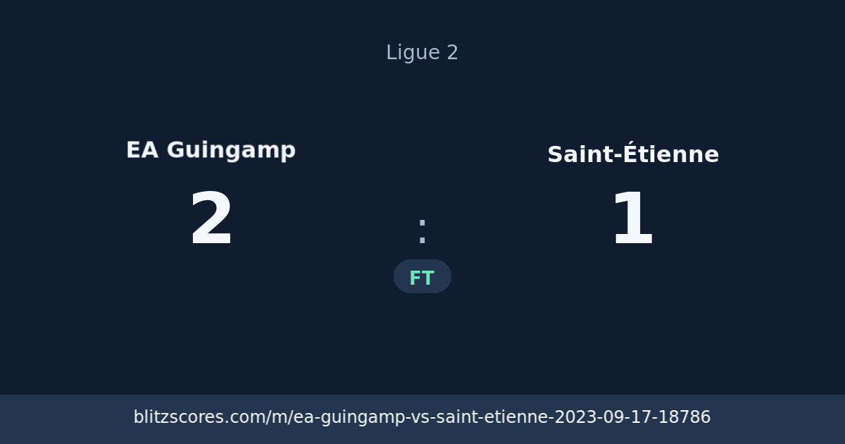 EA Guingamp vs Saint-Étienne score card