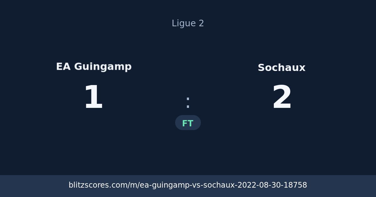 EA Guingamp vs Sochaux score card