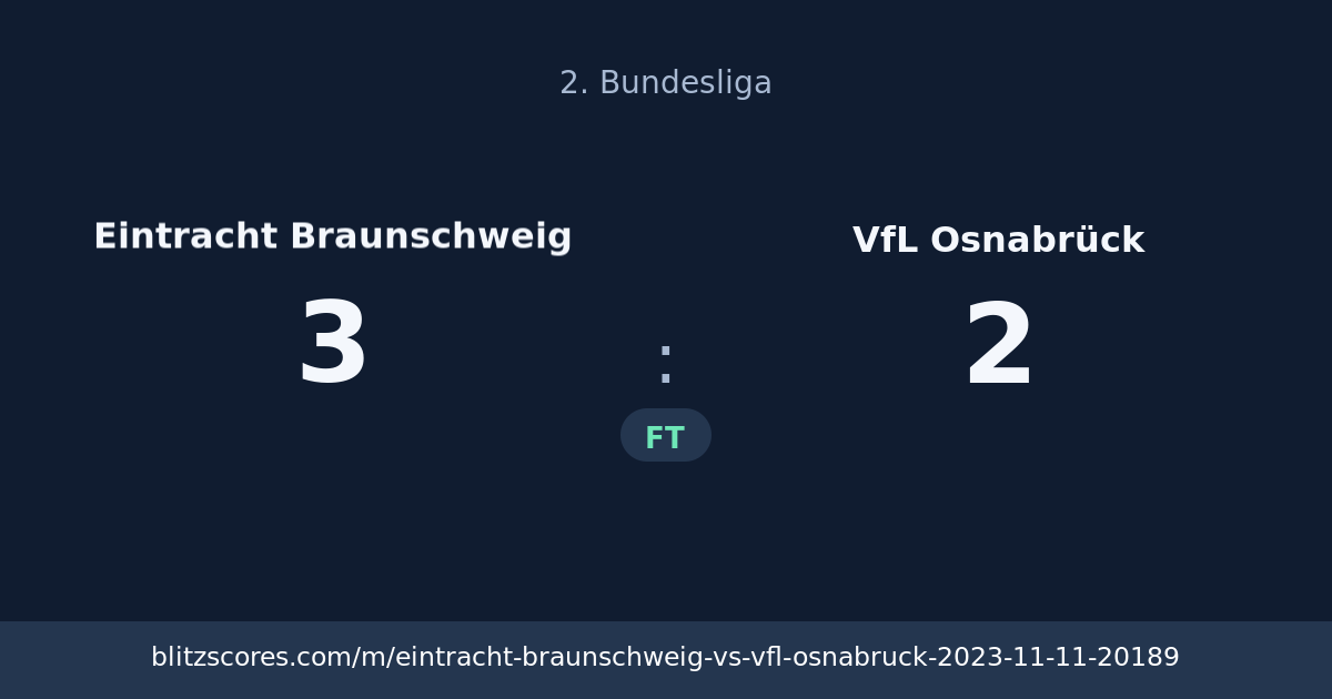 Eintracht Braunschweig vs VfL Osnabrück score card