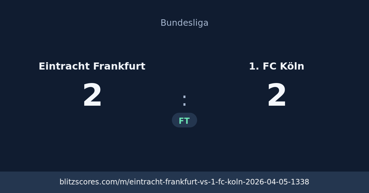 Eintracht Frankfurt vs 1. FC Köln score card
