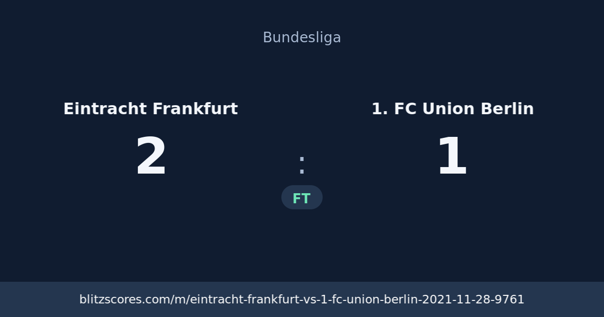 Eintracht Frankfurt vs 1. FC Union Berlin score card