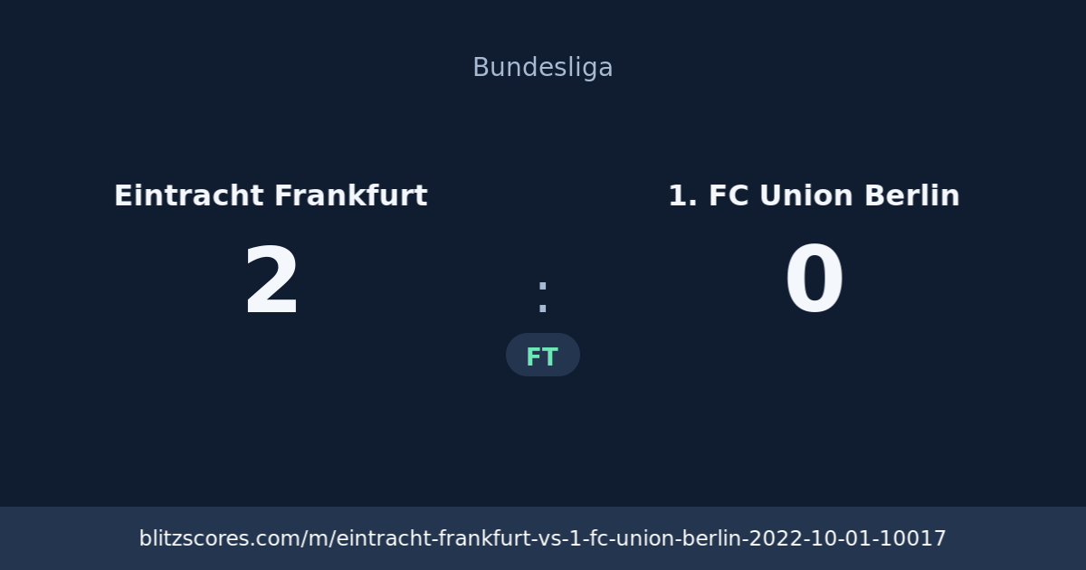 Eintracht Frankfurt vs 1. FC Union Berlin score card
