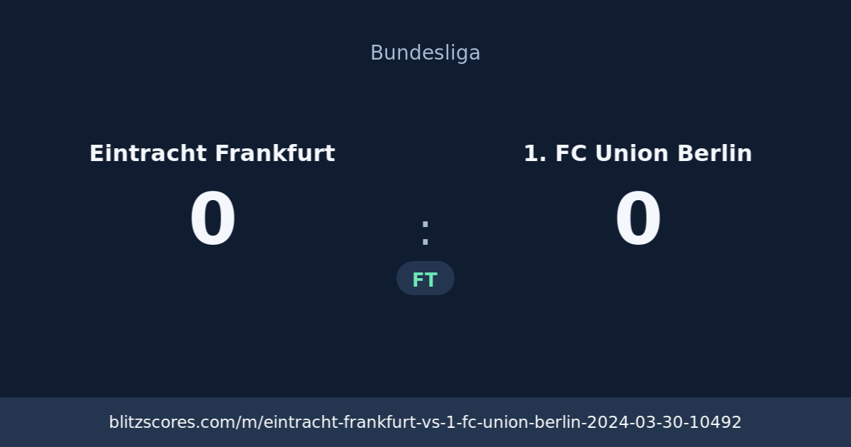 Eintracht Frankfurt vs 1. FC Union Berlin score card