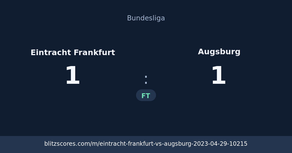 Eintracht Frankfurt vs Augsburg score card