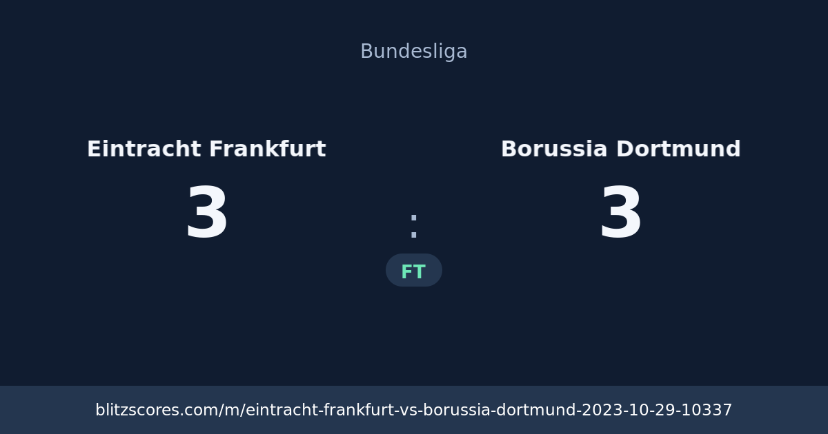 Eintracht Frankfurt vs Borussia Dortmund score card