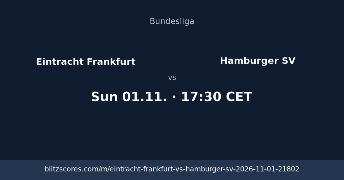 Eintracht Frankfurt vs Hamburger SV score card