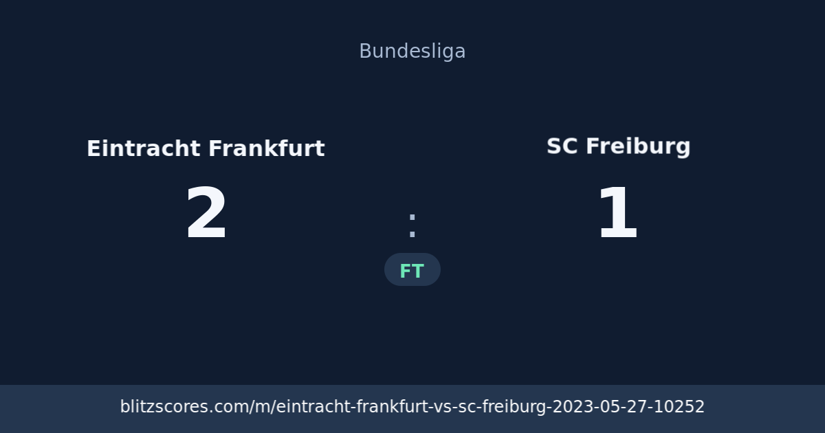 Eintracht Frankfurt vs SC Freiburg score card