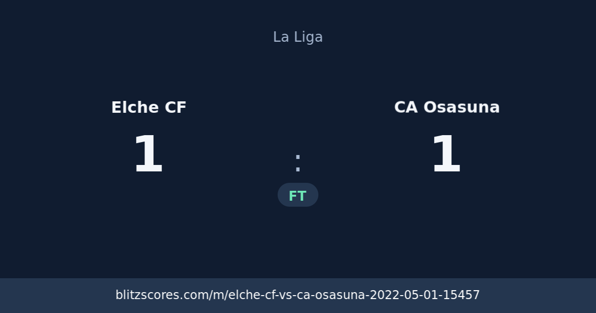 Elche CF vs CA Osasuna score card