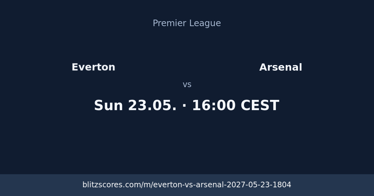 Everton vs Arsenal score card