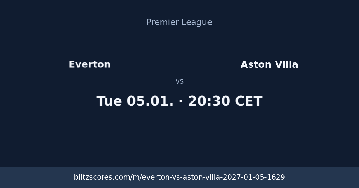 Everton vs Aston Villa score card