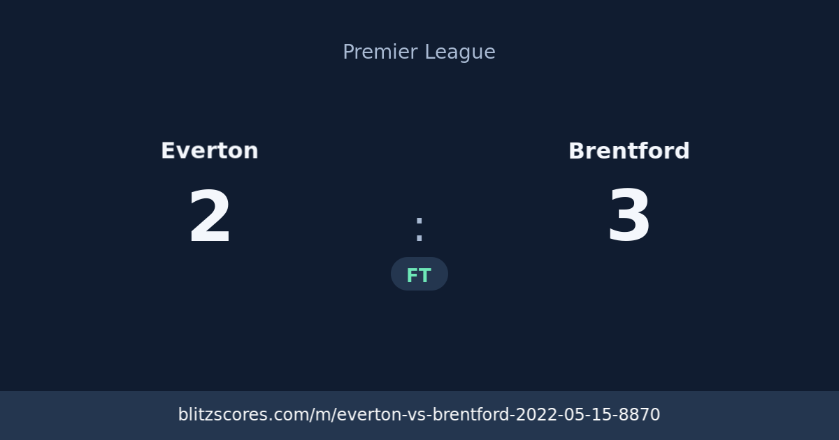 Everton vs Brentford score card