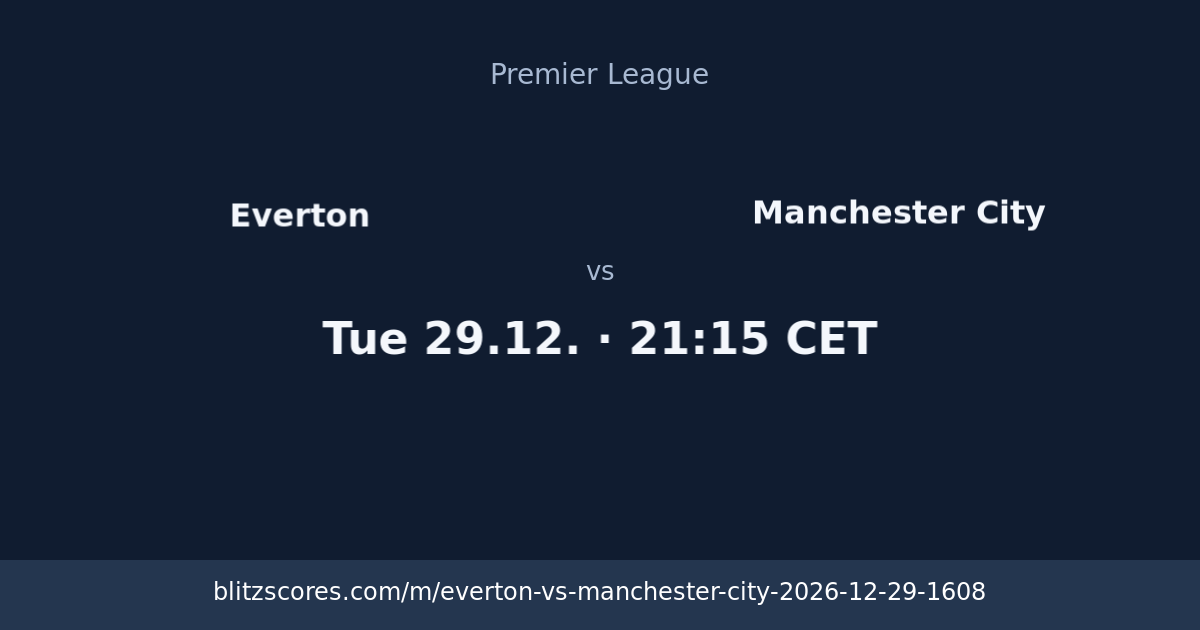 Everton vs Manchester City score card