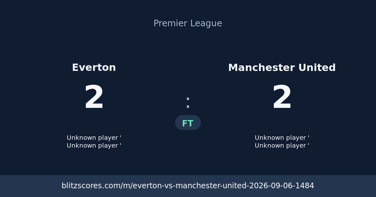 Everton vs Manchester United score card