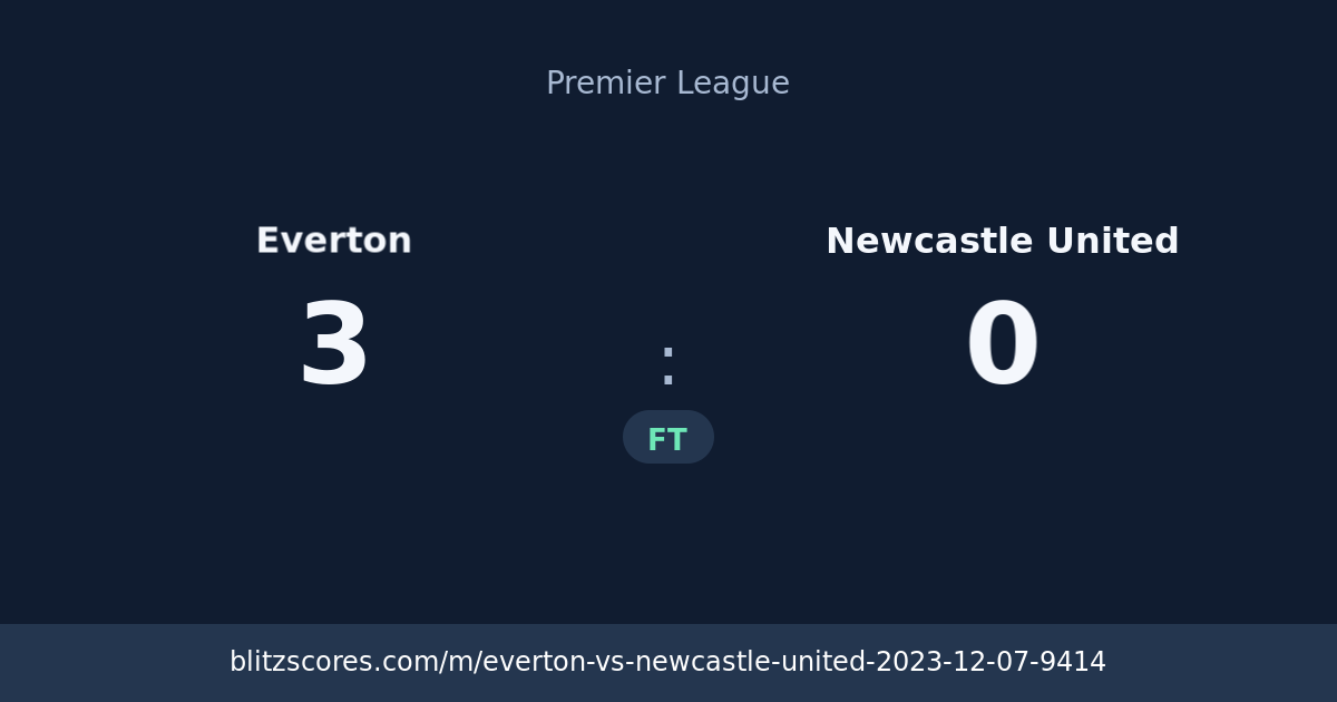 Everton vs Newcastle United score card