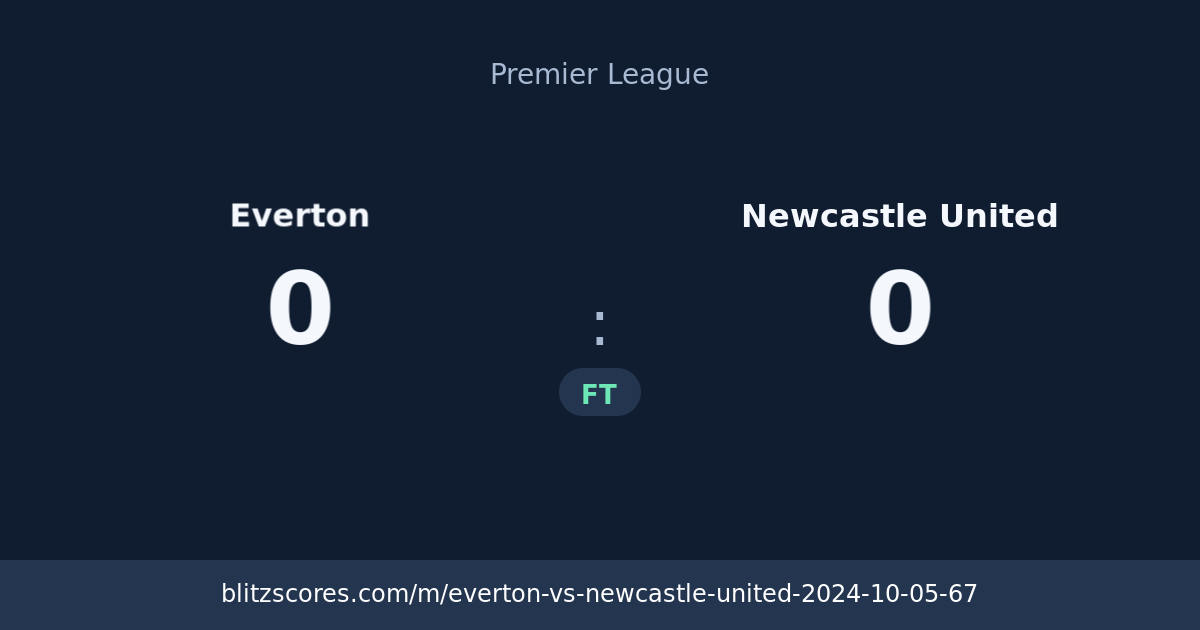 Everton vs Newcastle United score card