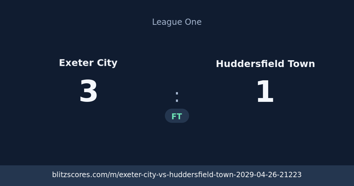 Exeter City vs Huddersfield Town score card