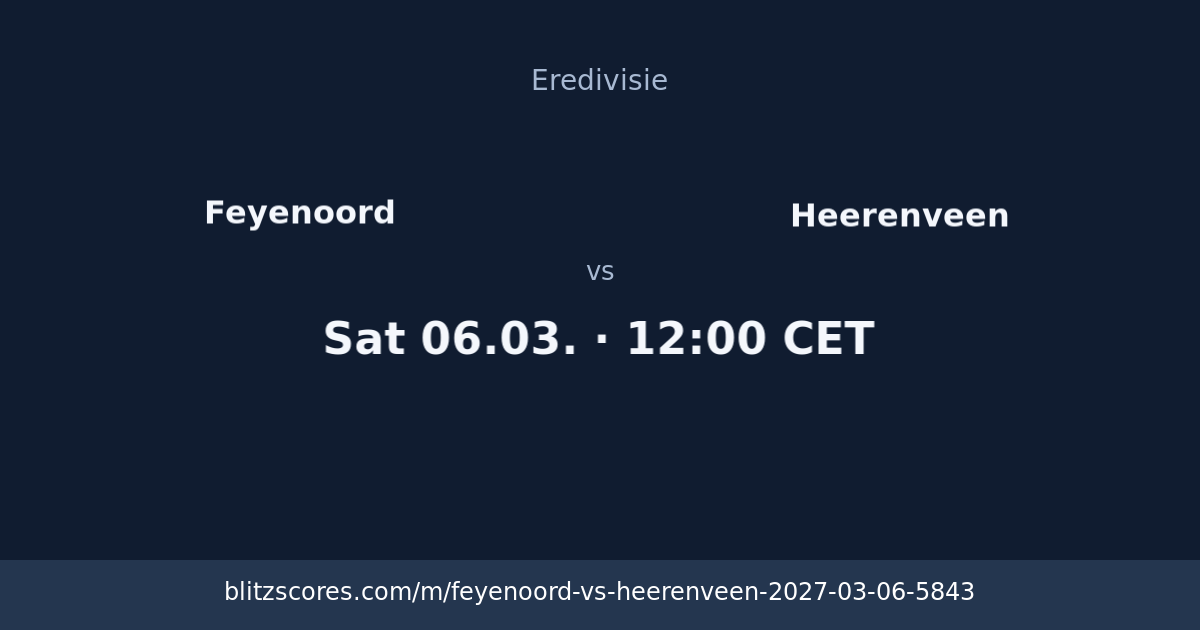 Feyenoord vs Heerenveen score card