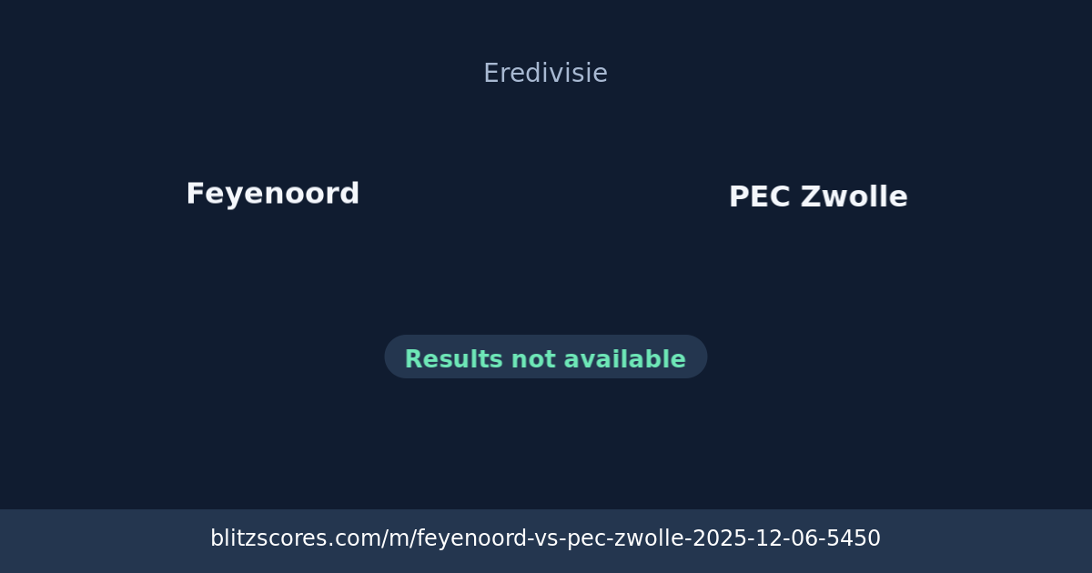Feyenoord vs PEC Zwolle score card