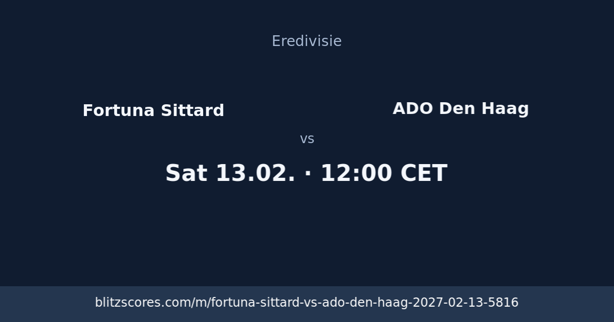 Fortuna Sittard vs ADO Den Haag score card