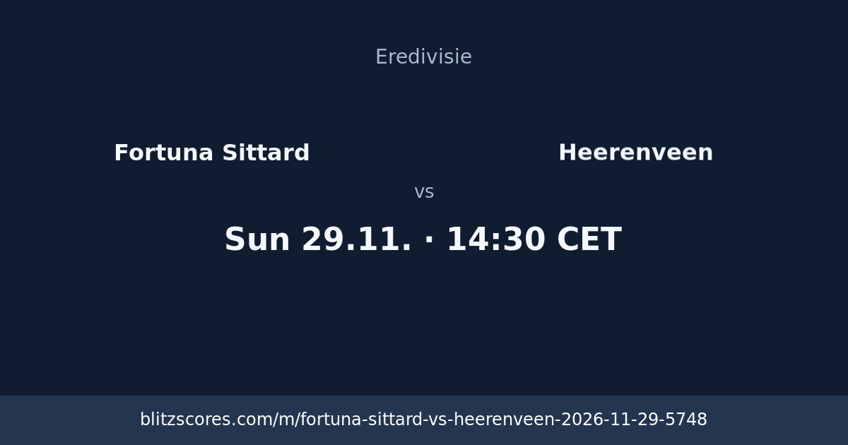 Fortuna Sittard vs Heerenveen score card