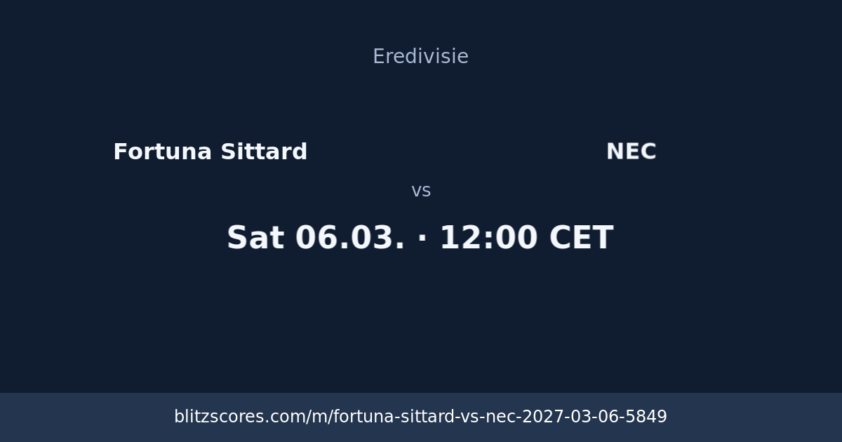 Fortuna Sittard vs NEC score card
