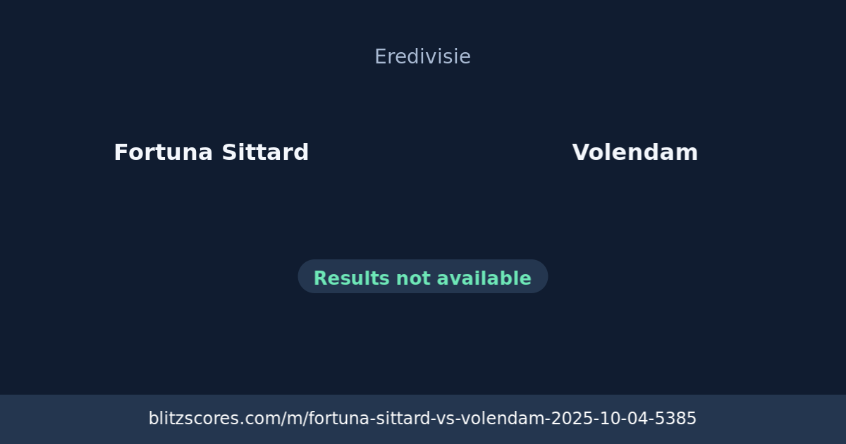 Fortuna Sittard vs Volendam score card