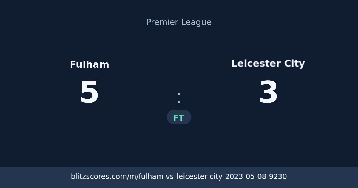 Fulham vs Leicester City score card