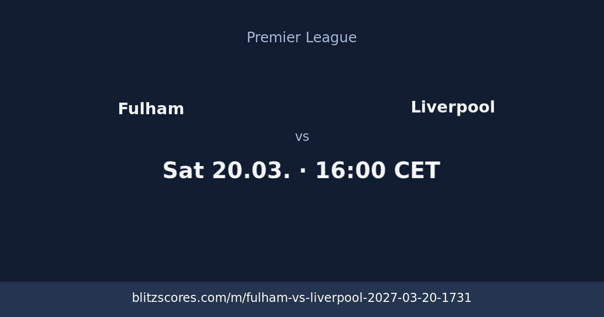 Fulham vs Liverpool score card