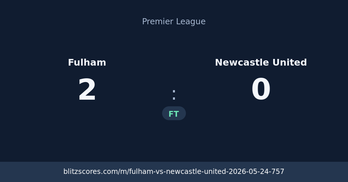 Fulham vs Newcastle United score card