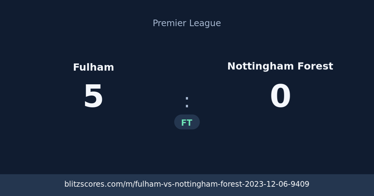 Fulham vs Nottingham Forest score card