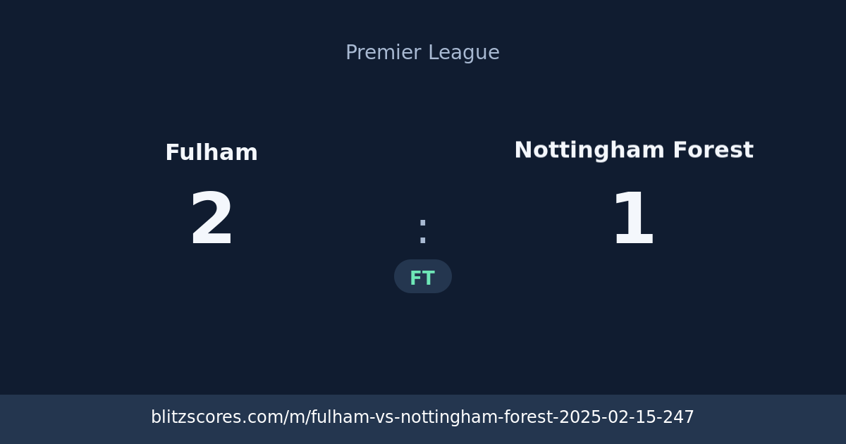 Fulham vs Nottingham Forest score card
