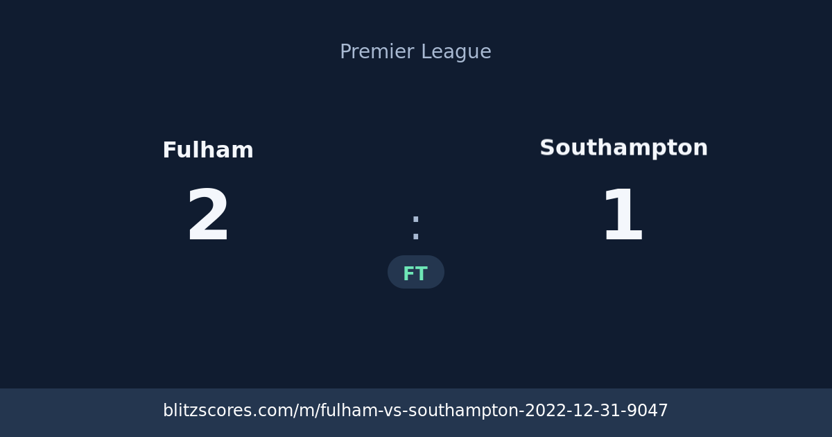 Fulham vs Southampton score card