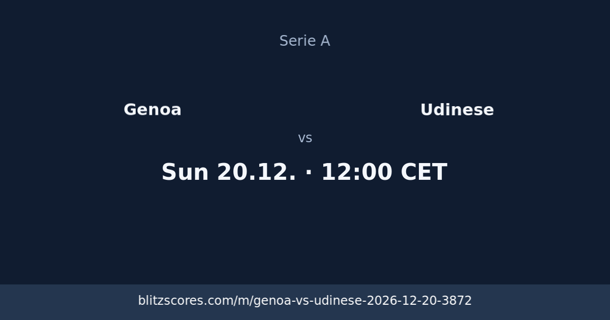 Genoa vs Udinese score card