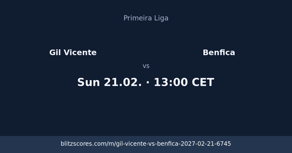 Gil Vicente vs Benfica score card