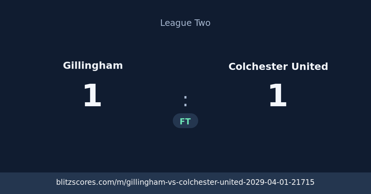 Gillingham vs Colchester United score card