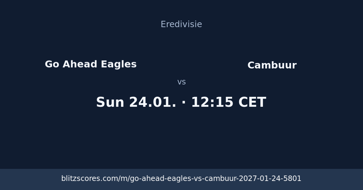 Go Ahead Eagles vs Cambuur score card