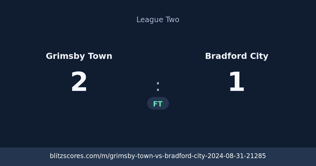 Grimsby Town vs Bradford City score card