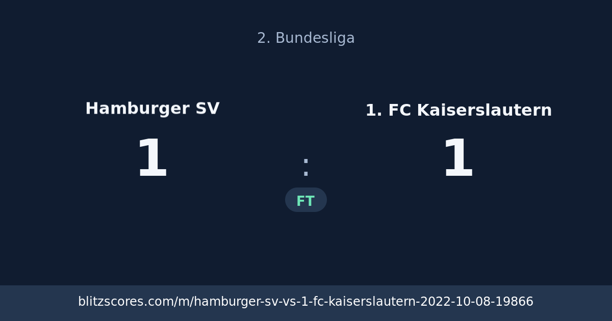 Hamburger SV vs 1. FC Kaiserslautern score card