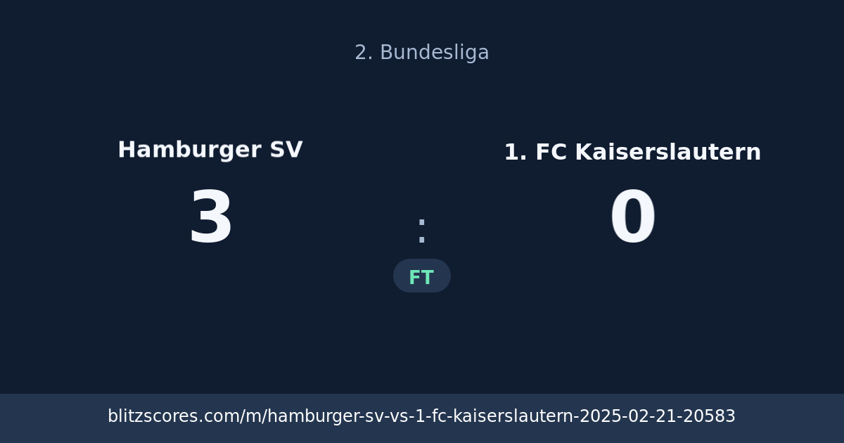 Hamburger SV vs 1. FC Kaiserslautern score card
