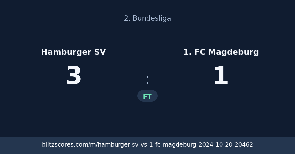Hamburger SV vs 1. FC Magdeburg score card